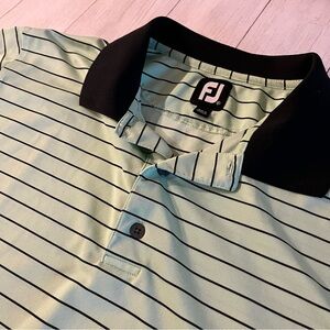 FootJoy Mint and Black Striped Polo XL